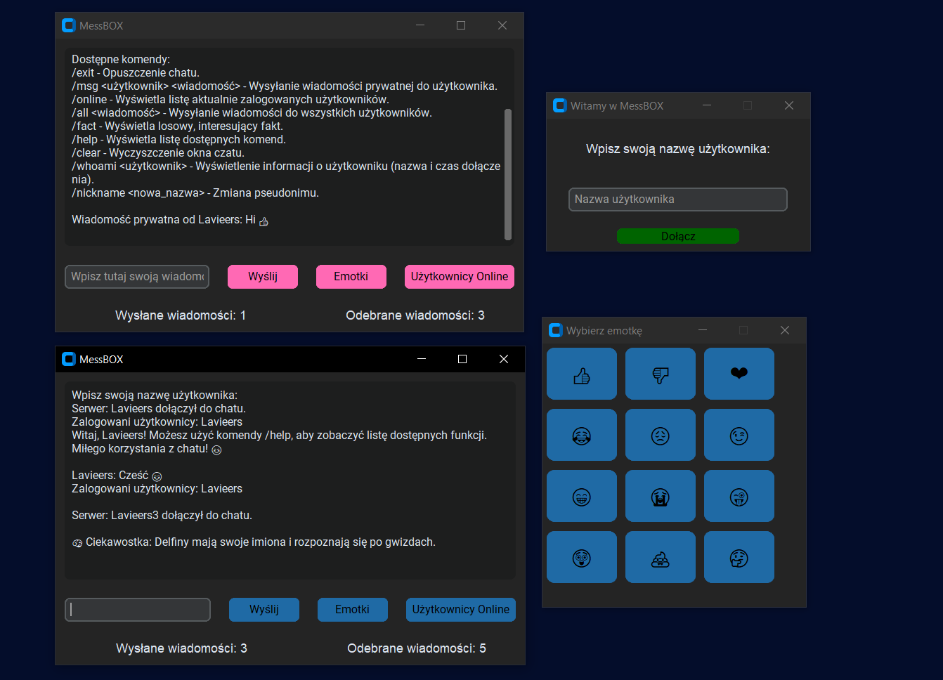Podgląd Projekt Python Komunikator